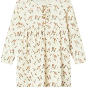 Lil Atelier Kjole NMFGAVO EMI DRESS Turtledove Bird - Lil Atelier