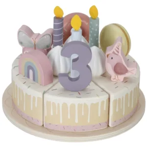Little Dutch Fødselsdagskage - 26 Dele - Træ - Rosa - Little Dutch