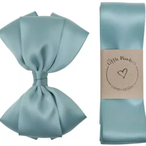 Little Wonders Dåbsbånd August Silke Satin Nile Blue - Little Wonders