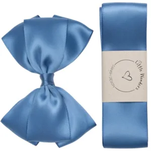 Little Wonders Dåbsbånd August Silke Satin Støvet Blå - Little Wonders