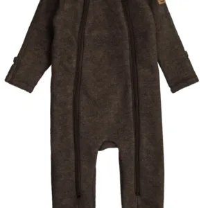 Mikk-Line Ulddragt - Dobbelt lynlås & ombuk - Dark Brown Melange - Mikk-Line