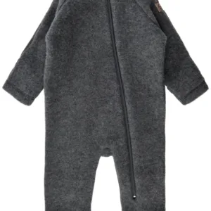 Mikk-Line Ulddragt m/lynlås & ombuk - Anthracite Melange - Mikk-Line