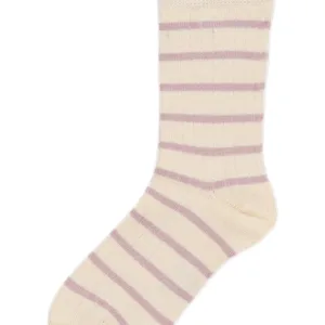 Minipop Strømper - Bambus - Striber - Rose/Off White - Minipop