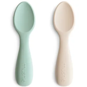 Mushie Skeer - Silikone ske - Cambridge Blue & Shifting Sand - Mushie