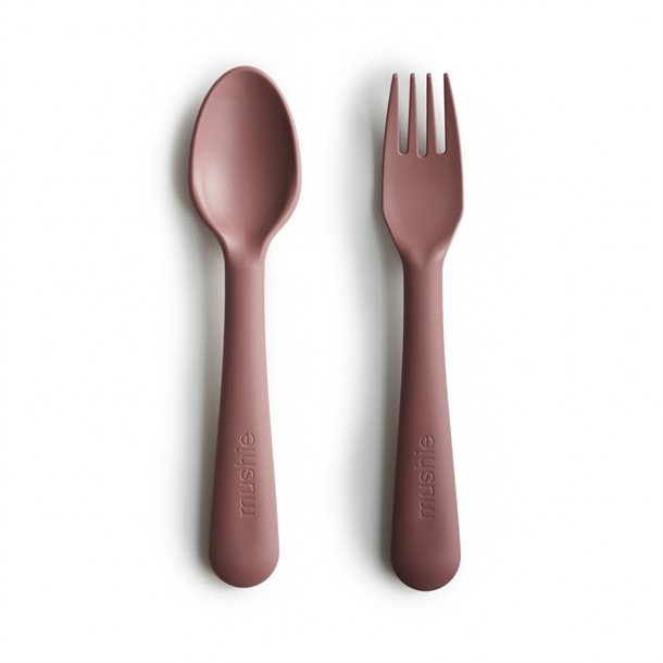 Mushie-bestik-Woodchuck-gaffel-ske-spoon-fork Mushie bestik - ske & gaffel - Woodchuck - Mushie