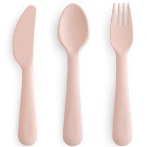 Mushie bestiksæt - gaffel ske & kniv - Blush - Mushie