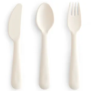 Mushie bestiksæt - gaffel ske & kniv - Ivory - Mushie