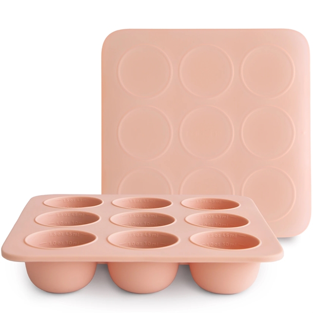 Mushie-frysebakke-til-babymad-Blush Mushie frysebakke til babymad 9 x 45 ml - Blush - Mushie
