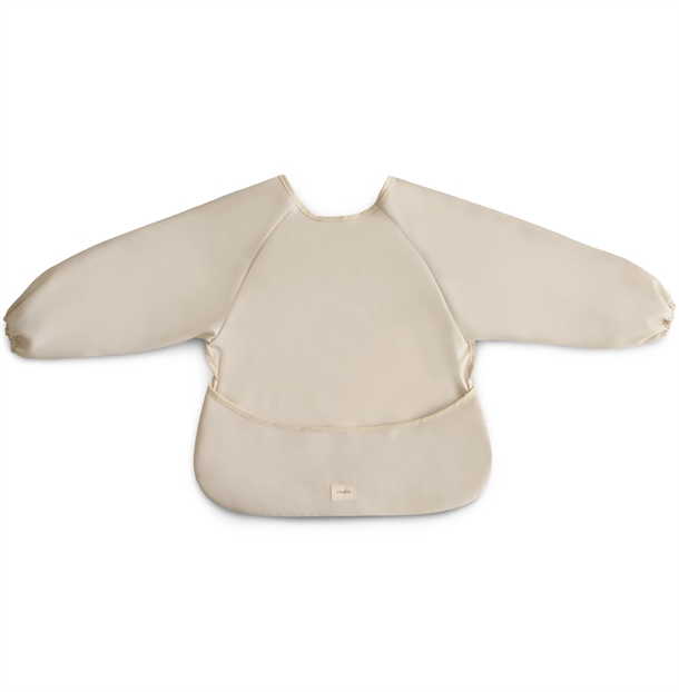 Mushie-hagesmaek-med-aermer-Fog Mushie hagesmæk med ærmer - Fog - Mushie