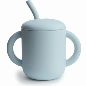Mushie kop med sugerør Powder Blue - Mushie