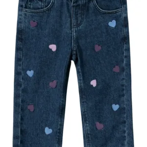 Name It Jeans Bella - Hjerter - Heart Embroidery Dark Blue Denim - Name It