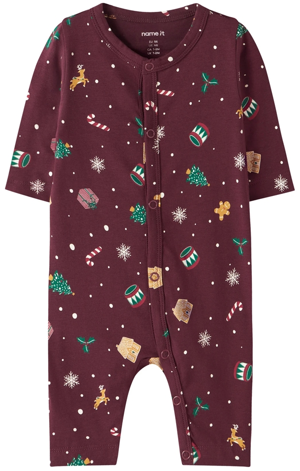 Name-It-Julenatdragt-Vismas-Burgundy Name It Julenatdragt - Vismas - Burgundy Xmas AOP - Name It