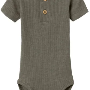 Name It Kortærmet Body - Kab Rib Knapper - Bungee Cord Melange - Name It
