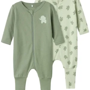 Name It Natdragt - Lynlås - Elefanter - Sea Foam - 2-pak - Name It