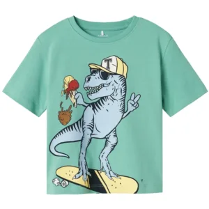 Name It T-shirt Dino - Creme De Menthe Celestial Blue - Name It