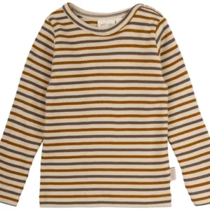 Petit Piao Bluse Striber Chocolate brown/golden sun/dark off white - Petit Piao