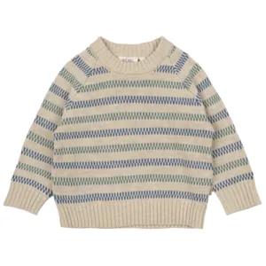 Petit Piao Bluse - Strik Sweater - Blue/green/off white - Petit Piao