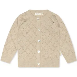 Petit Piao Cardigan Pointelle Check Pattern Champagne - Petit Piao
