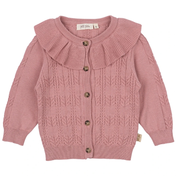 Petit-Piao-Cardigan-Strik-Cabel-Collar-Bright-Rose Petit Piao Cardigan - Strik - Cabel Collar - Bright Rose - Petit Piao