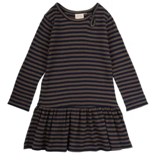 Petit Piao Kjole Chocolate brown/indigo plum stripe - Petit Piao