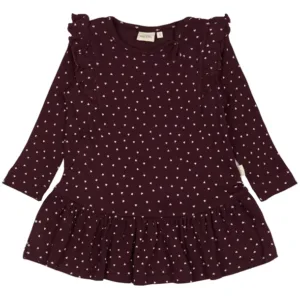 Petit Piao Kjole - Frill Modal Heart - Dark Grape/White - Petit Piao