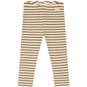Petit Piao Leggings Striber Chocolate brown/dark off white - Petit Piao
