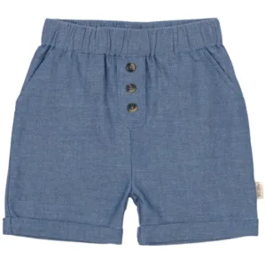 Petit Piao Shorts - Button Woven - Denim Blue - Petit Piao