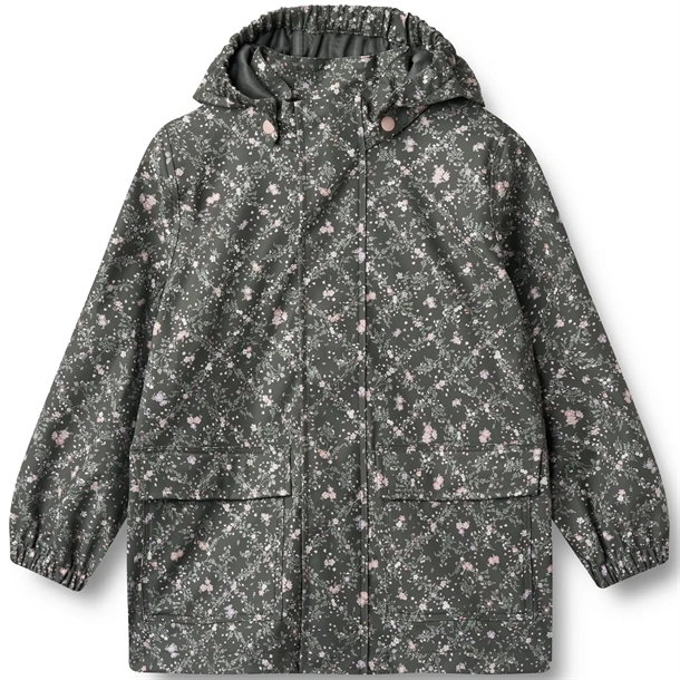 Wheat-Regnjakke-Ollo-Forest-Lake-Checked-Flowers Wheat Regnjakke - Ollo - Forest Lake Checked Flowers - Wheat