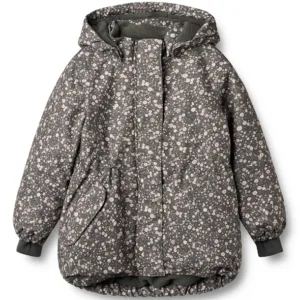 Wheat Vinterjakke - Tove - Black Sea Open Flowers - Wheat