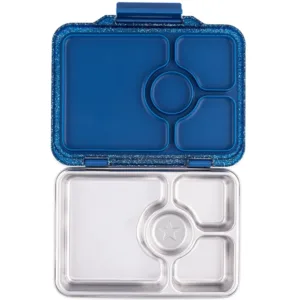 Yumbox Madkasse - Stål - Prêt 4 rum - Blå Glitter - Yumbox