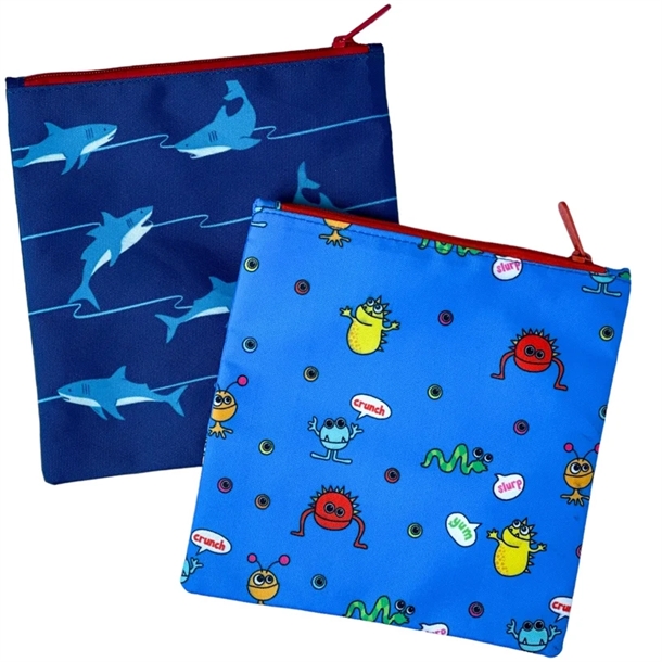 Yumbox-Sandwich-Bag-Madposer-Hajer-monstre Yumbox Sandwich Bag - Madposer - Hajer & monstre - 2 stk. - Yumbox