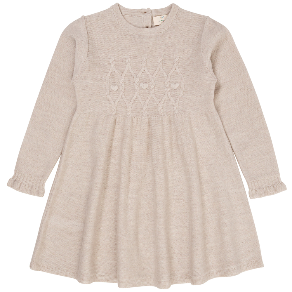 665db1a6c5075MERINO_LS_CABLE_DRESS_W_HEARTS_PALE_CREAM_MELANGE Merinould kjole (4 år/104 cm) - Copenhagen Colors