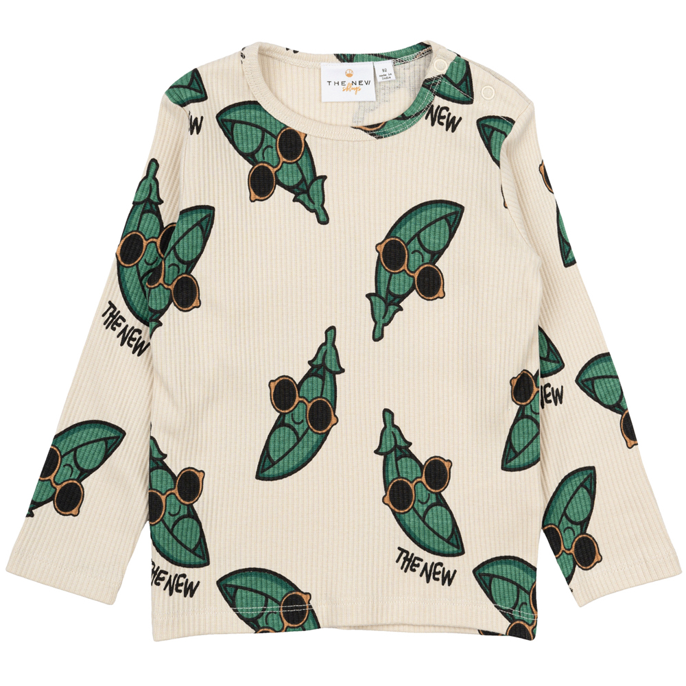 6719e77ec771fTNST6059_-_TNSTNevi_L_S_Rib_Tee_-_White_Swan_AOP_-_Main Organic TNSTNevi bluse (2 år/92 cm) - The New Siblings