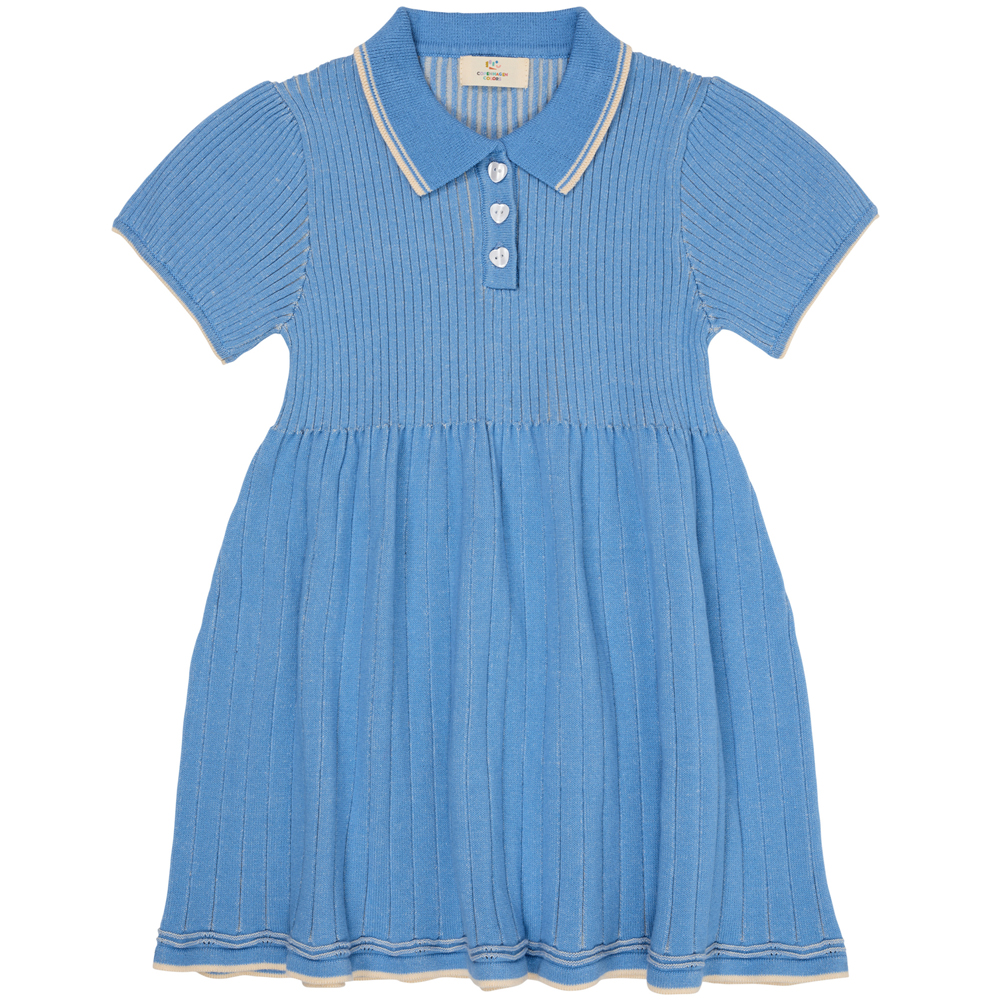 67628fc5557c3RIB_POLO_KNITTED_DRESS_SKY_BLUE-CREAM_COMB Organic rib polo kjole (2 år/92 cm) - Copenhagen Colors