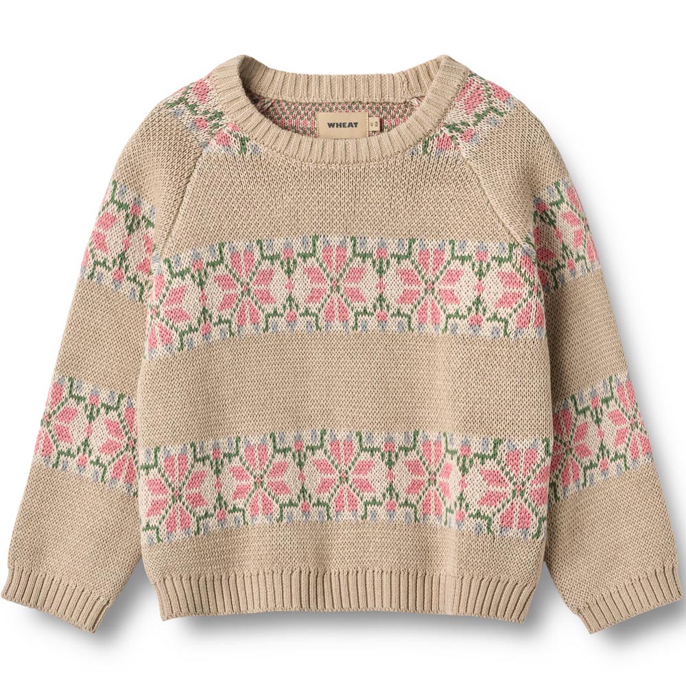 Organic Alberte striktrøje (2 år/92 cm) - Wheat