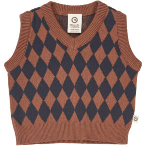 Organic Harlequin strikvest (12 mdr/80 cm) - Müsli by Green Cotton