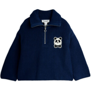 Organic panda striktrøje (104-110 cm) - Mini Rodini