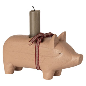 Trægris, lysestage - mellem (One size) - Maileg