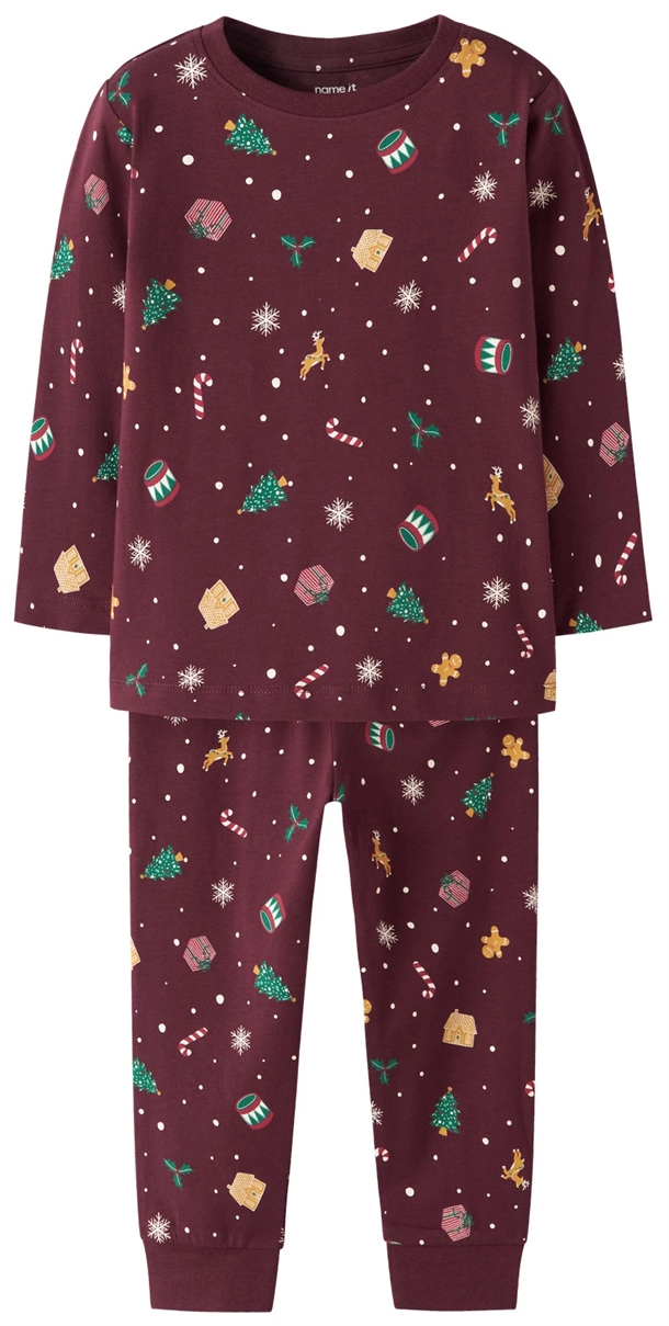 Name-It-Julenattoej-Vismas-Burgundy Name It Julenattøj - Vismas - Burgundy Xmas AOP - Name It