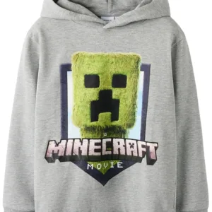 Name It Minecraft Hættetrøje - NKMOL Creeper - Grey Melange - Name It