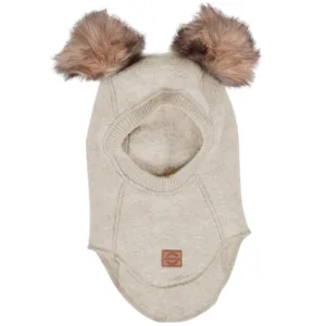 Mikk-Line Elefanthue m. pom pom Melange Offwhite - Mikk-Line