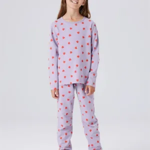 Name It nattøj - NKFNIGHTSET HEARTS - Lavender Gray - Name It