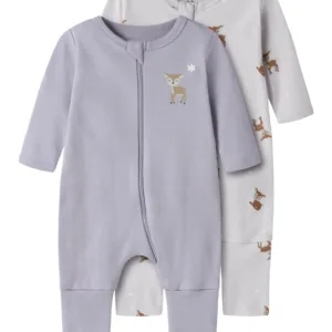 Name It Natdragt - Lynlås - Lilac Marble - Lavender Gray - 2-pak - Name It