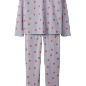 Name It nattøj - NKFNIGHTSET HEARTS - Lavender Gray - Name It