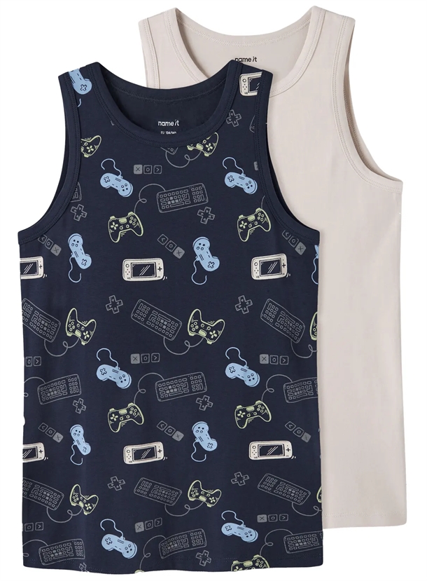 Name-It-Undertroeje-NkmTank-Top-2-pak-Navy-Gamer Name It Undertrøje - NkmTank Top - 2-pak - Navy Gamer - Name It