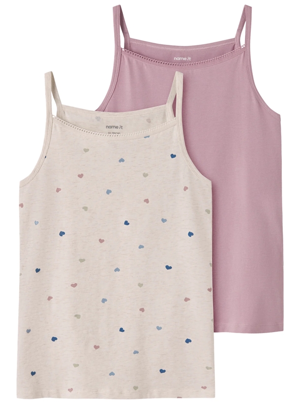 Name-It-Undertroeje-nkfStrap-Top-2-pak-Peyote-Hearts Name It Undertrøje - nkfStrap Top - 2-pak - Peyote Hearts - Name It