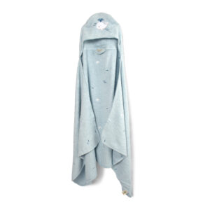 Broderet badehåndklæde m. hætte GOTS  Christian's Whale Tales - FILIBABBA