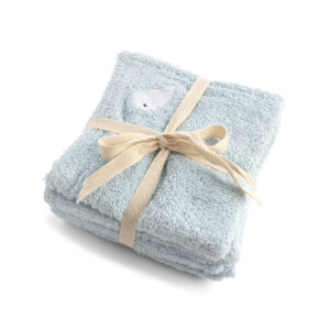 Vaskeklude 27x27 cm GOTS  4-pak  Broderet hval - FILIBABBA