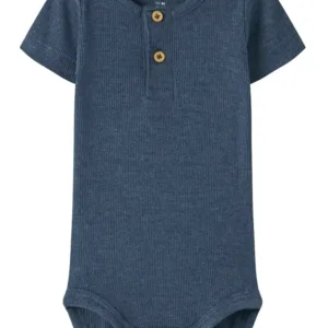 Name It Kortærmet Body - Kab - Knapper - Vintage Indigo Melange - Name It