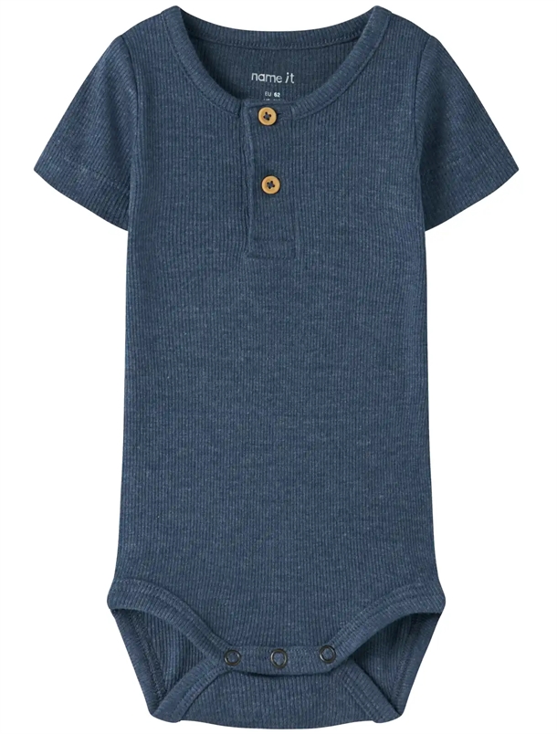 Name-It-Kortaermet-Body-Kab-Vintage-Indigo-Melange Name It Kortærmet Body - Kab - Knapper - Vintage Indigo Melange - Name It